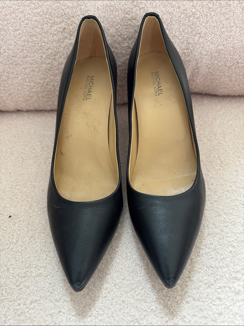 MICHAEL Michael Kors Black Leather Pointed Toe Pumps